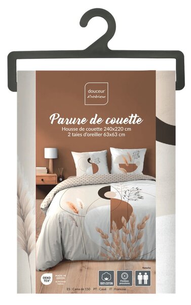 Biało-beżowa bawełniana pościel dwuosobowa 240x220 cm Natacha – douceur d'intérieur