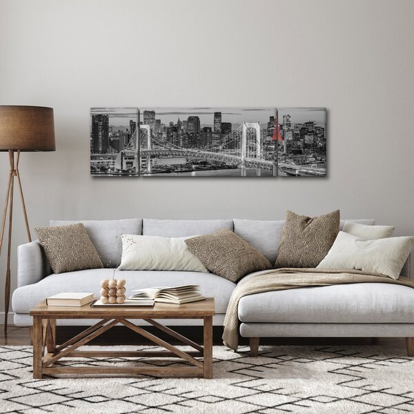 Obraz - Duże miasto z czerwoną wieżą (170x50 cm)