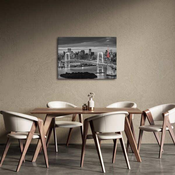 Obraz - Duże miasto z czerwoną wieżą (70x50 cm)
