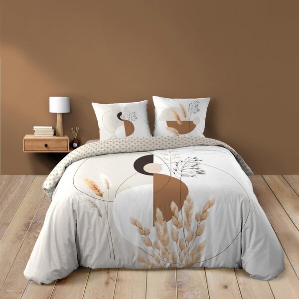 Biało-beżowa bawełniana pościel dwuosobowa 240x220 cm Natacha – douceur d'intérieur