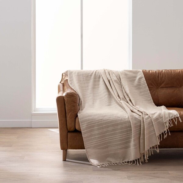 Beżowa bawełniana narzuta 180x220 cm Lilia – douceur d'intérieur