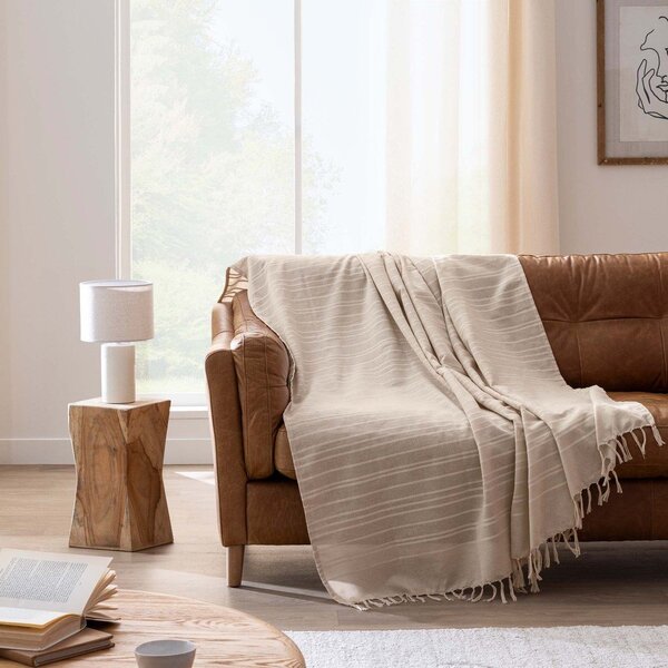 Beżowa bawełniana narzuta 180x220 cm Lilia – douceur d'intérieur