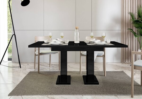 MebleMWM Stół rozkładany GLOSS | 120-160x80 | Czarny połysk