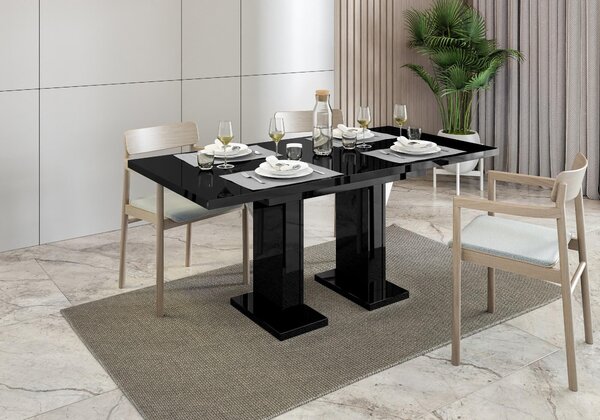 MebleMWM Stół rozkładany GLOSS | 120-160x80 | Czarny połysk