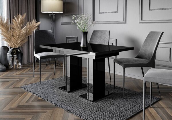 MebleMWM Stół rozkładany GLOSS | 120-160x80 | Czarny połysk