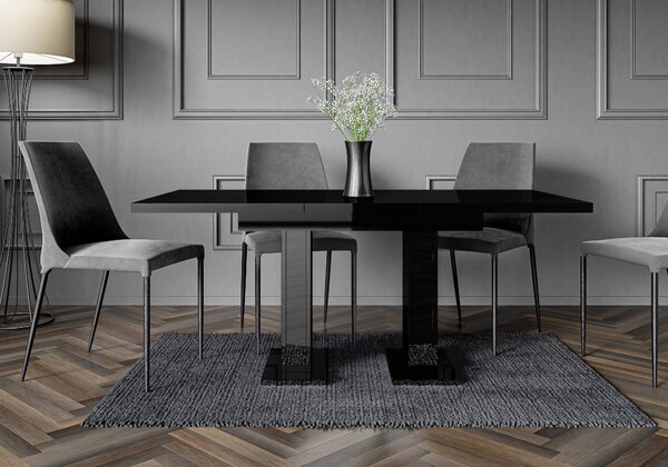 MebleMWM Stół rozkładany GLOSS | 120-160x80 | Czarny połysk