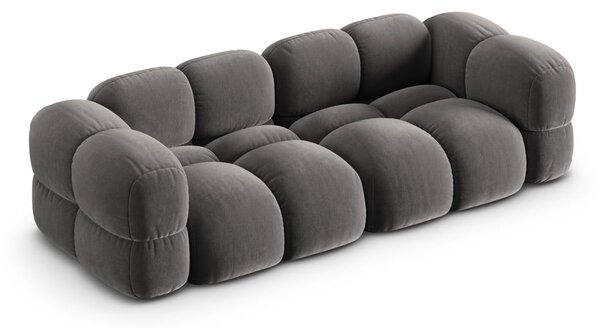 Szara aksamitna sofa 250 cm Loretto – Cosmopolitan Design