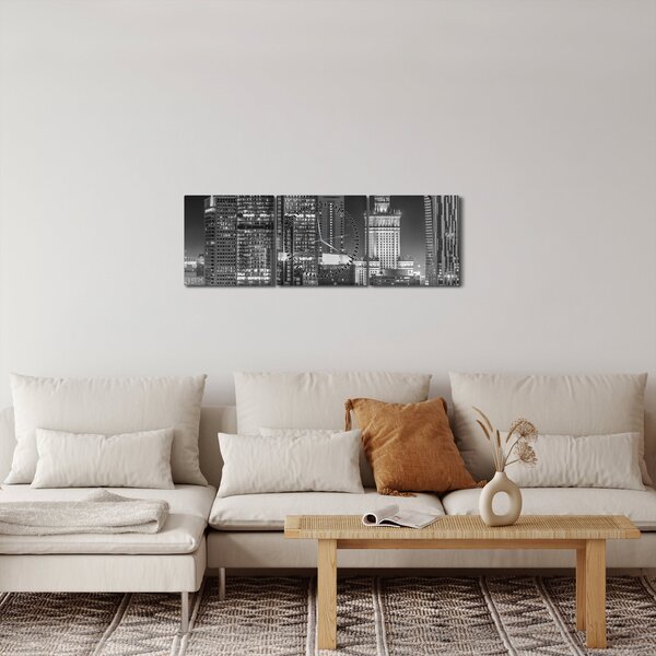 Obraz - Czarny i biały Nowy Jork (z zegarem) (90x30 cm)