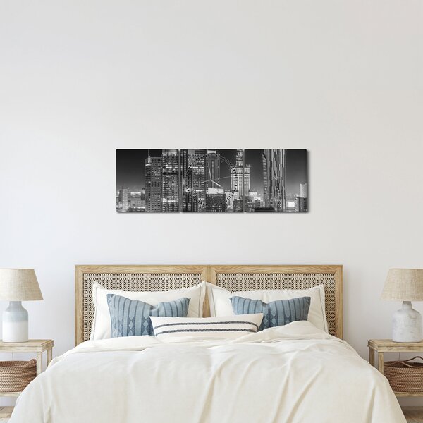 Obraz - Czarny i biały Nowy Jork (z zegarem) (90x30 cm)