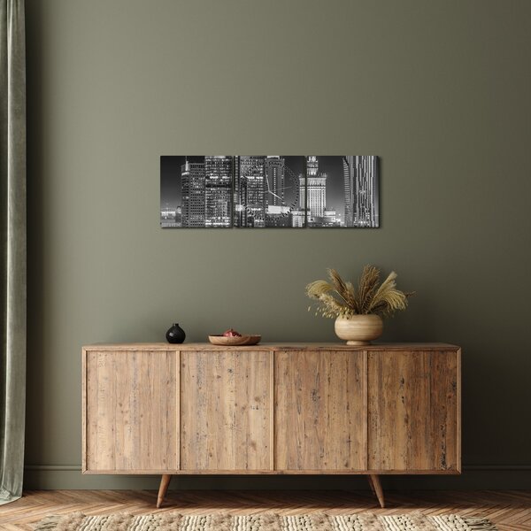 Obraz - Czarny i biały Nowy Jork (z zegarem) (90x30 cm)