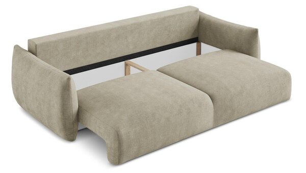 Beżowa rozkładana sofa z tkaniny szenilowej 230 cm Leila – Makamii