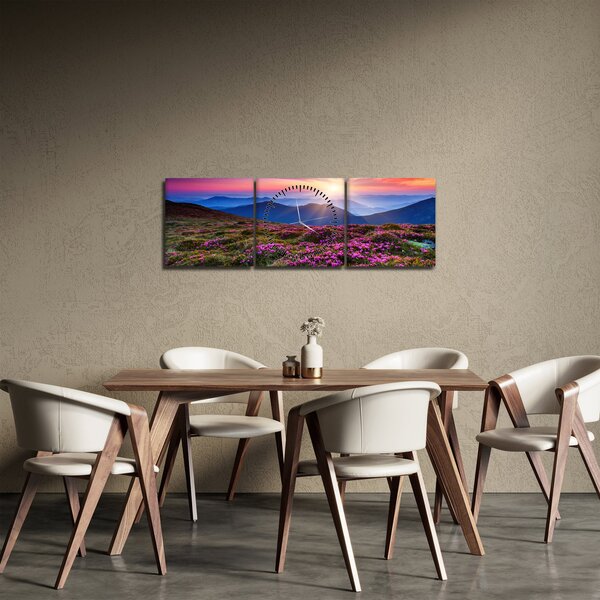 Obraz - Krajobraz kwitnących gór (z zegarem) (90x30 cm)
