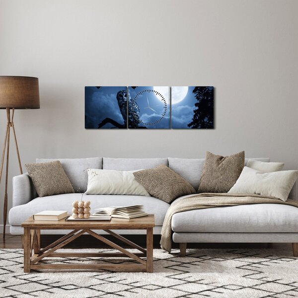 Obraz - Nocna Sowa (z zegarem) (90x30 cm)