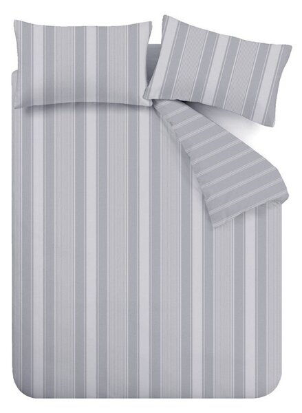 Szara flanelowa pościel jednoosobowa 135x200 cm Ticking Stripe – Bianca