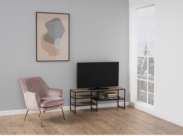 Czarno-naturalna szafka pod TV w dekorze dębu 120x46 cm Seaford – Actona