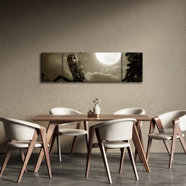 Obraz - Nocna sowa, złoty (170x50 cm)