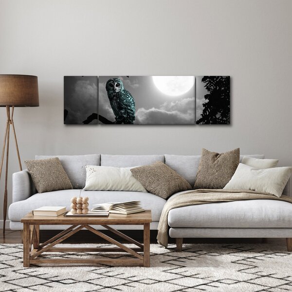Obraz - Nocna sowa, niebieski (170x50 cm)