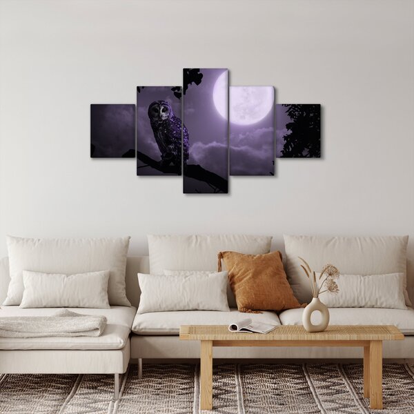Obraz - Nocna sowa, fioletowy (125x70 cm)