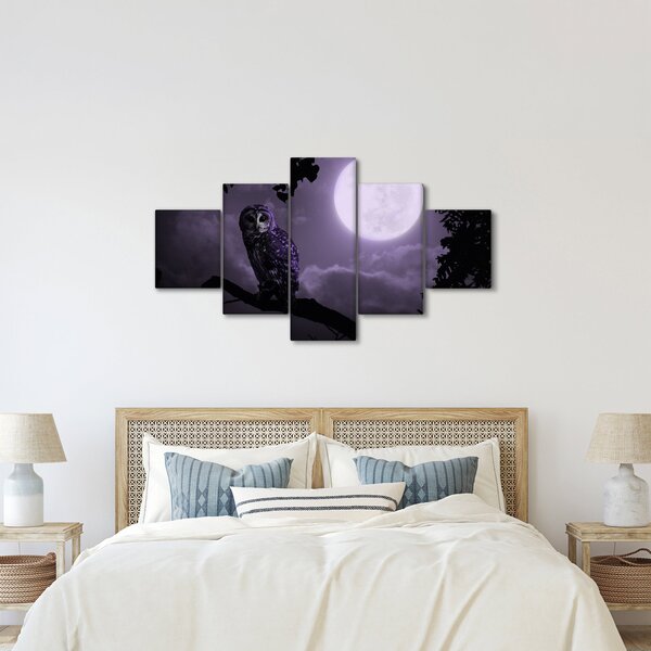 Obraz - Nocna sowa, fioletowy (125x70 cm)