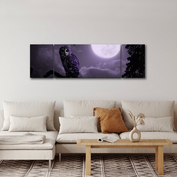 Obraz - Nocna sowa, fioletowy (170x50 cm)