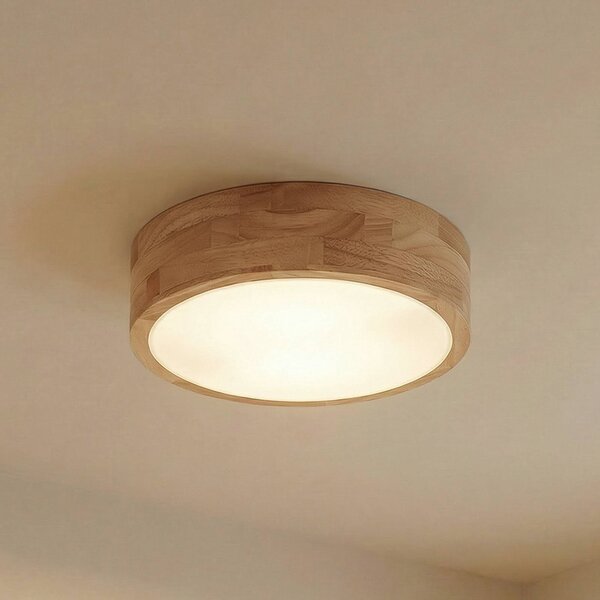 Lampa sufitowa Tanju Lindby, możliwość ściemniania, jasne drewno, salon / jadalnia, drewno, dworkowy / rustykalny