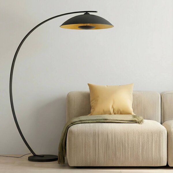 Lampa łukowa - lampa stojąca Emilienne Lindby, czarny, salon / jadalnia, metal, nowoczesny