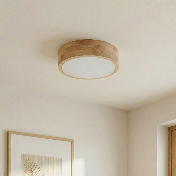 Lampa sufitowa Tanju Lindby, możliwość ściemniania, jasne drewno, salon / jadalnia, drewno, dworkowy / rustykalny