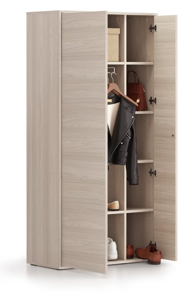 Szafa ubraniowa z wysuwanym elementem BLOCK, 850 × 400 × 1748 mm, dąb naturalny