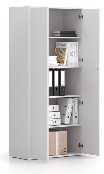 Szafa biurowa BLOCK, 2 drzwi, 800 × 400 × 1748 mm, biały
