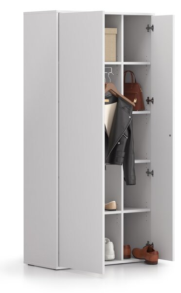 Szafa ubraniowa z wysuwanym elementem BLOCK, 850 × 400 × 1748 mm, biały
