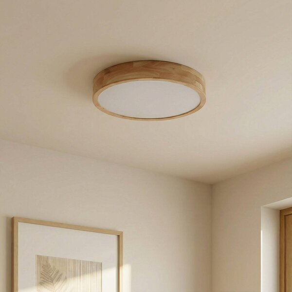 Lampa sufitowa Tanju Lindby, możliwość ściemniania, jasne drewno, salon / jadalnia, drewno, dworkowy / rustykalny