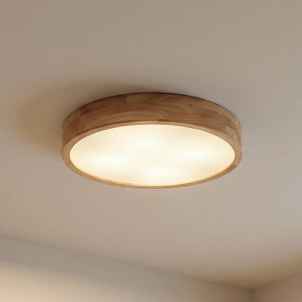 Lampa sufitowa Tanju Lindby, możliwość ściemniania, jasne drewno, salon / jadalnia, drewno, dworkowy / rustykalny