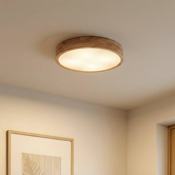 Lampa sufitowa Tanju Lindby, możliwość ściemniania, jasne drewno, salon / jadalnia, drewno, dworkowy / rustykalny
