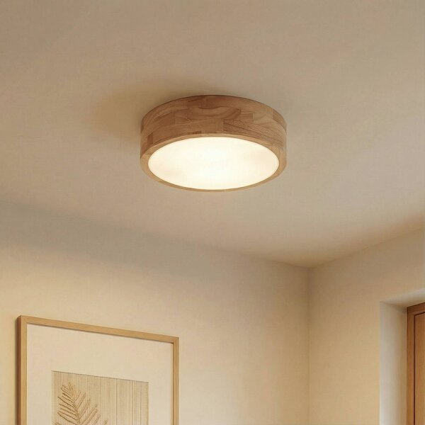 Lampa sufitowa Tanju Lindby, możliwość ściemniania, jasne drewno, salon / jadalnia, drewno, dworkowy / rustykalny