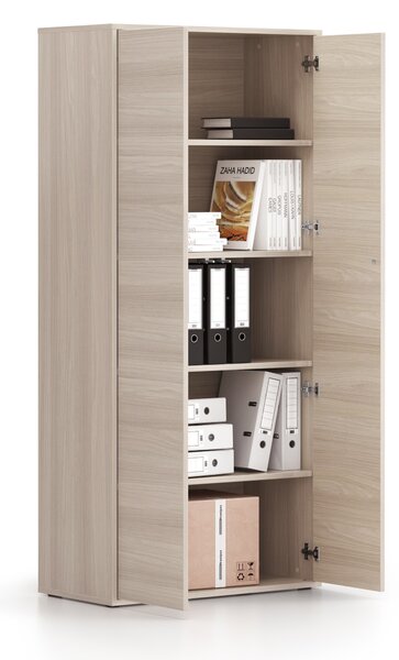Szafa biurowa BLOCK, 2 drzwi, 800 × 400 × 1748 mm, dąb naturalny
