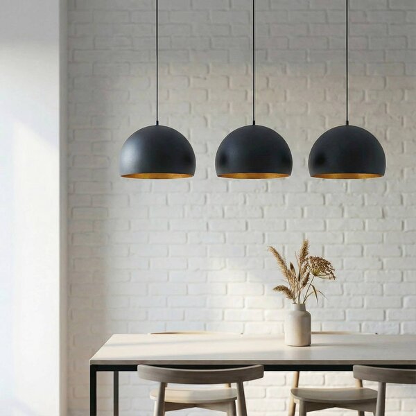 Lampa wisząca Tarjei Lindby, możliwość ściemniania, czarny, salon / jadalnia, metal, nowoczesny