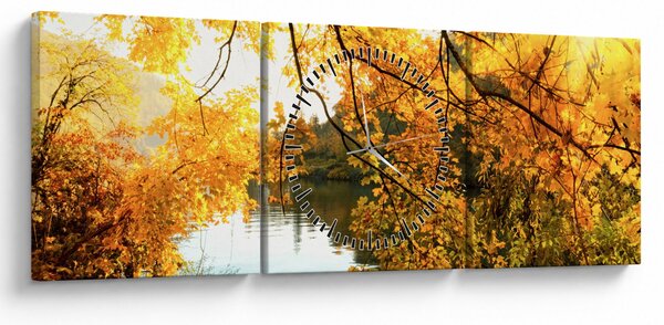 Obraz - Jesienne drzewo (z zegarem) (90x30 cm)