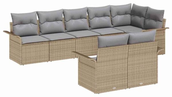 Zestaw Mebli Ogrodowych Komplet Wypoczynkowy Z Poduszkami 8-Częściowy Beżowy Rattan Na Taras Balkon Ogród
