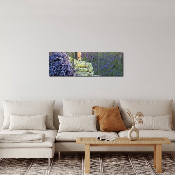 Obraz - Pęczki lawendy (z zegarem) (90x30 cm)