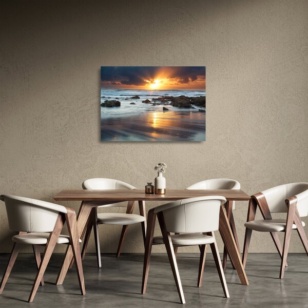 Obraz na szkle - Skąpane w słońcu morze (70x50 cm)