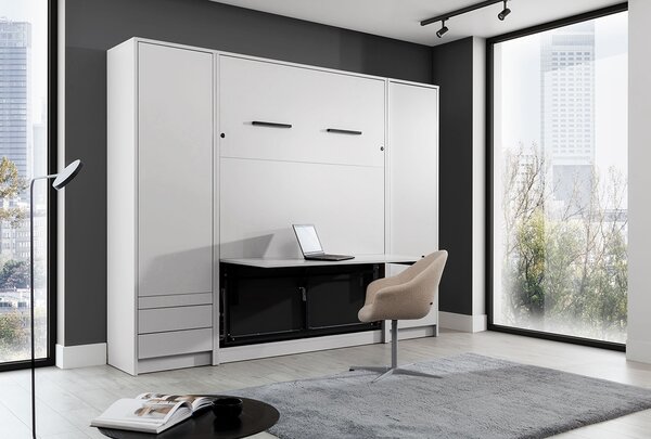 Półkotapczan pionowy Genius 140x200 z biurkiem - biały mat