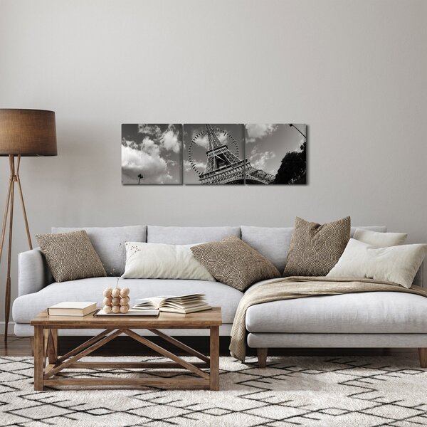 Obraz - Wieża Eiffla w Paryżu (z zegarem) (90x30 cm)