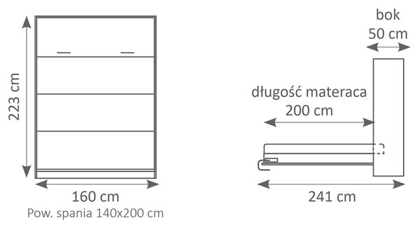 Półkotapczan pionowy Genius 140x200 z biurkiem - biały mat