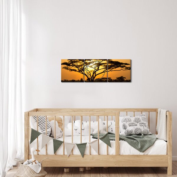 Obraz - Afrykańska sawanna (z zegarem) (90x30 cm)