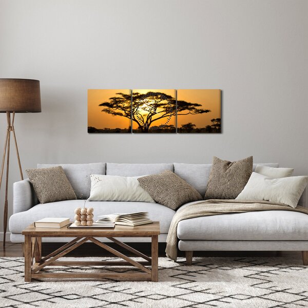 Obraz - Afrykańska sawanna (z zegarem) (90x30 cm)