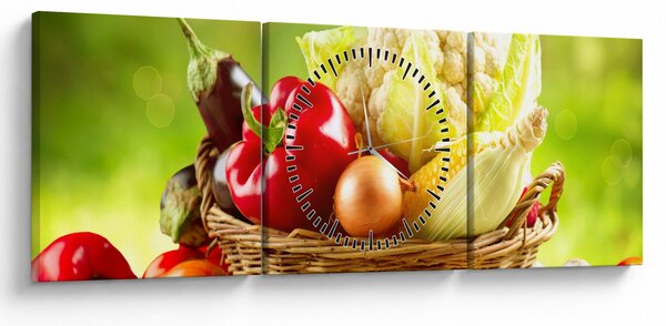 Obraz - Warzywa (z zegarem) (90x30 cm)