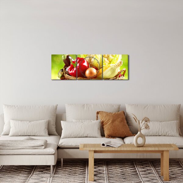 Obraz - Warzywa (z zegarem) (90x30 cm)
