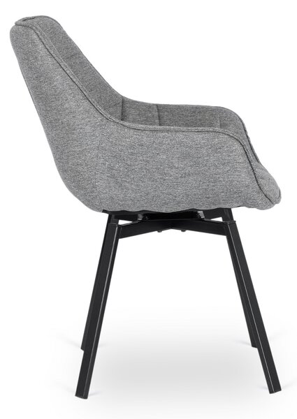 Krzesło Tapicerowane Obrotowe do Salonu LUNA 2 Szare Nowoczesne Loft
