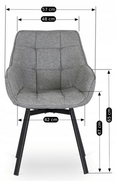Krzesło Tapicerowane Obrotowe do Salonu LUNA 2 Szare Nowoczesne Loft