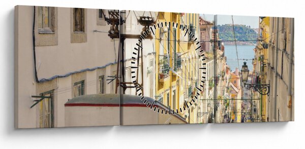 Obraz - Lizbona (z zegarem) (90x30 cm)